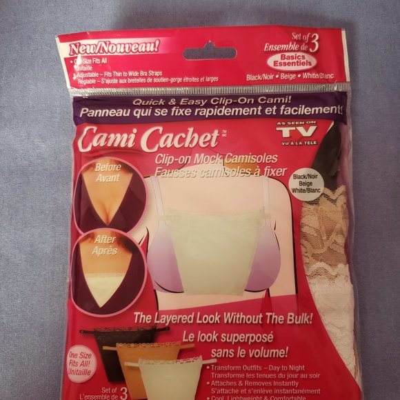 NEW Cami Secret Clip-On Mock Camisoles Set of 3 Black Beige White One Size - NWT - Picture 4 of 4